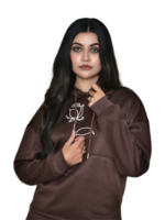 Brown Hoodie with white flower print