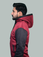 Side pose for Premium Wuzaan Mehroon Hoodie for Men, Boys, Male