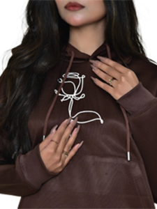 Brown Hoodie with white flower print