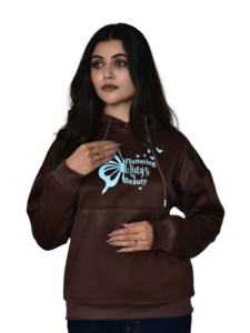 Brown Hoodie with Butterfly print