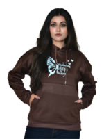 Brown Hoodie with Butterfly print